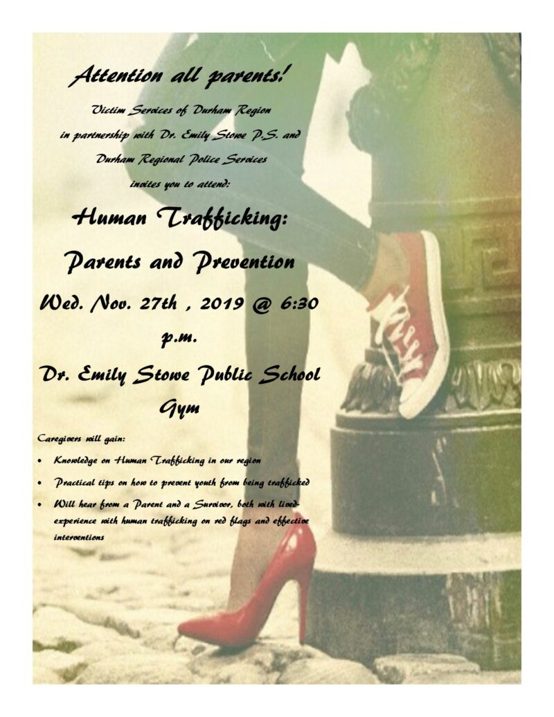 Flyer for Human Trafficking Nov 27th